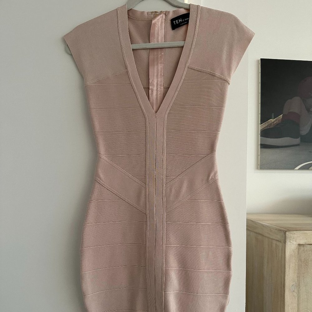 Babaton Gold/Pink Bandage Dress Size S